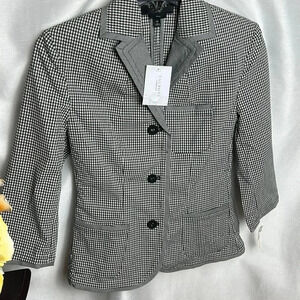 Talbots sz 4P ,gingham cropped blazer,trimmed,patch pockets,single breast,career